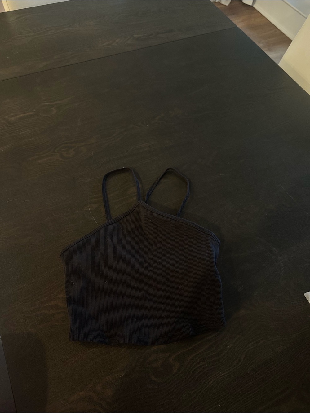 RARE Alo Yoga XS Black Ribbed Crop Tank Top